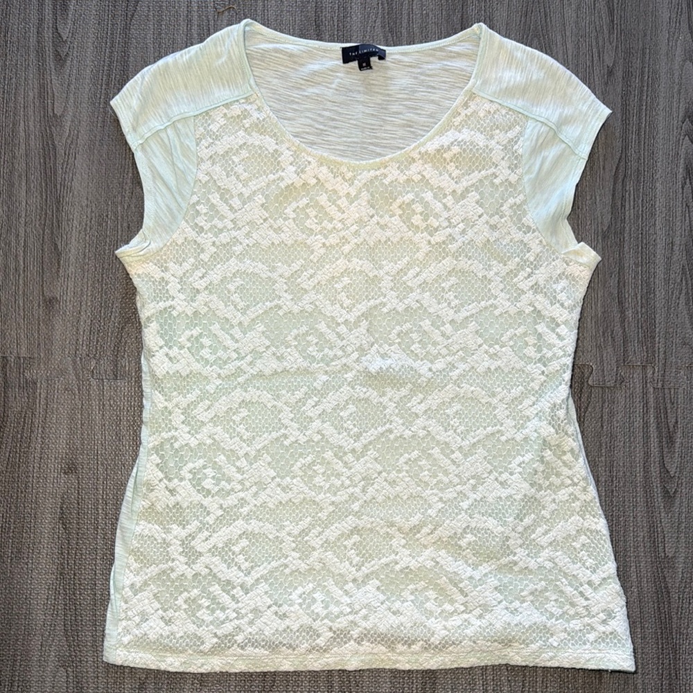 The Limited Turquoise Cap Sleeve Tee, Lace Detail - Women’s Size M